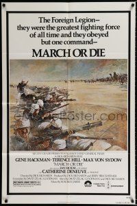 1p561 MARCH OR DIE 1sh '76 Gene Hackman, Terence Hill, art of French Foreign Legion by Tom Jung!