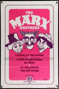 1p568 MARX BROTHERS 1sh '74 Al Hirschfeld-like art of Harpo, Chico & Grocho Marx!