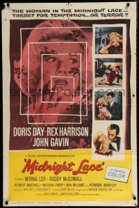 1p579 MIDNIGHT LACE 1sh '60 Rex Harrison, John Gavin, fear possessed Doris Day as love once had!
