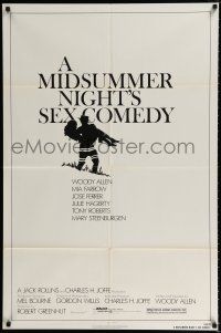 1p580 MIDSUMMER NIGHT'S SEX COMEDY 1sh '82 Woody Allen, Mia Farrow, cool silhouette artwork!