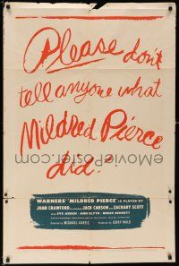 1p581 MILDRED PIERCE teaser 1sh '45 Joan Crawford is the woman most men want, but shouldn't have!
