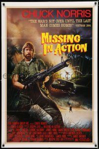 1p587 MISSING IN ACTION 1sh '84 cool Watts artwork of Chuck Norris in Vietnam!