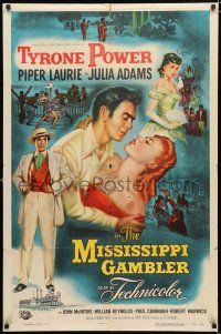 1p589 MISSISSIPPI GAMBLER 1sh '53 Tyrone Power's game is fancy women like Piper Laurie!