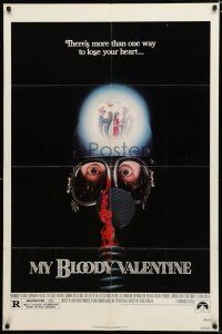 1p608 MY BLOODY VALENTINE 1sh '81 bloody gas mask, there's more than one way to lose your heart!