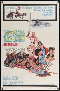 1p611 MY SON, THE HERO 1sh '63 Arrivano I Titani, wacky sword & sandal artwork by Rickard!
