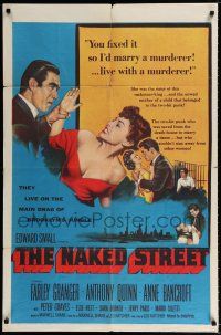 1p615 NAKED STREET 1sh '55 Anthony Quinn arranges for Anne Bancroft to marry murderer Granger!