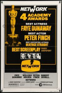 1p618 NETWORK awards 1sh '76 written by Paddy Cheyefsky, William Holden, Sidney Lumet classic!