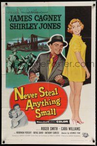 1p620 NEVER STEAL ANYTHING SMALL 1sh '59 tough James Cagney, sexy doll Shirley Jones!