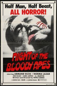 1p626 NIGHT OF THE BLOODY APES 1sh '72 La Horripilante bestia humana, Rene Cardona horror!