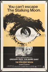 1p807 STALKING MOON style B 1sh '68 Gregory Peck, Eva Marie Saint, cool eyeball artwork!