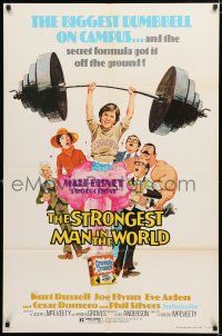 1p830 STRONGEST MAN IN THE WORLD revised 1sh '75 Walt Disney, teenage Kurt Russell & Joe Flynn!