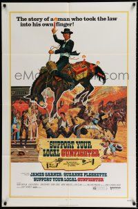 1p841 SUPPORT YOUR LOCAL GUNFIGHTER 1sh '71 Latigo, art of cowboy James Garner on donkey!