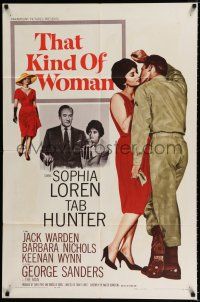 1p875 THAT KIND OF WOMAN 1sh '59 images of sexy Sophia Loren, Tab Hunter & George Sanders!