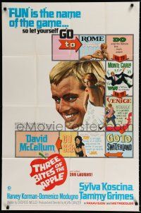 1p884 THREE BITES OF THE APPLE 1sh '67 David McCallum, great board game poster design!