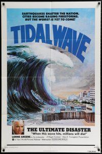 1p890 TIDAL WAVE 1sh '75 artwork of the ultimate disaster in Tokyo by John Solie!