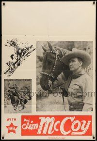 1p894 TIM MCCOY 1sh '40s art of classic cowboy on his horse & holding two guns + photo!