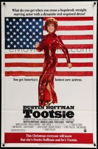 1p906 TOOTSIE advance 1sh '82 full-length Dustin Hoffman was desperate for work!
