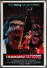 1p910 TRANSMUTATIONS 1sh '86 wild grotesque scientist monster holds girl in beaker!