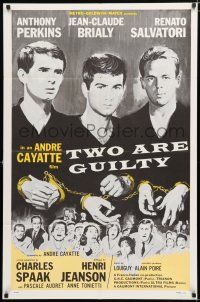 1p921 TWO ARE GUILTY 1sh '64 Le Glaive et la balance, Anthony Perkins, Jean-Claude Brialy