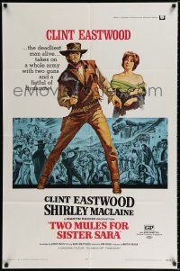 1p922 TWO MULES FOR SISTER SARA 1sh '70 art of gunslinger Clint Eastwood & Shirley MacLaine!