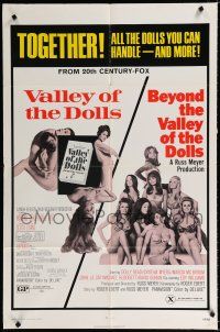 1p933 VALLEY OF THE DOLLS/BEYOND THE VALLEY OF THE DOLLS 1sh '71 Russ Meyer, sex double-bill!