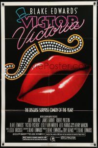1p942 VICTOR VICTORIA 1sh '82 Julie Andrews, Blake Edwards, cool lips & mustache art by John Alvin