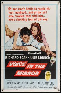 1p946 VOICE IN THE MIRROR 1sh '58 alcoholic Richard Egan & his long-suffering supportive sexy wife!