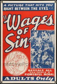 1p949 WAGES OF SIN 1sh R40s girls who are broke and desperate led to ruin by unscrupulous men!
