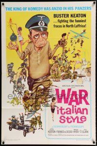 1p956 WAR ITALIAN STYLE 1sh '66 Due Marines e un Generale, great WWII cartoon art of Buster Keaton