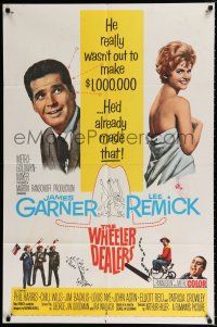 1p964 WHEELER DEALERS 1sh '63 James Garner, sexy Lee Remick wrapped only in a sheet!