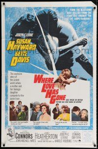 1p968 WHERE LOVE HAS GONE 1sh '64 Susan Hayward, Bette Davis, trashy Harold Robbins!