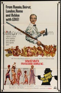 1p970 WHERE THE SPIES ARE 1sh '66 art of English secret agent David Niven, sexy babes!