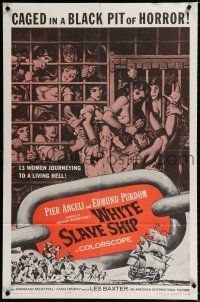 1p972 WHITE SLAVE SHIP 1sh '62 L'Ammutinamento, art of sexy caged women in a black pit of horror!