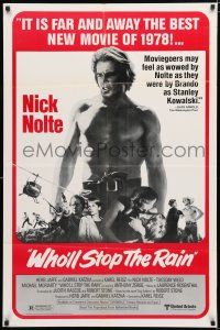 1p973 WHO'LL STOP THE RAIN reviews 1sh '78 cool images of Nick Nolte, Michael Moriarty, Sharkey!