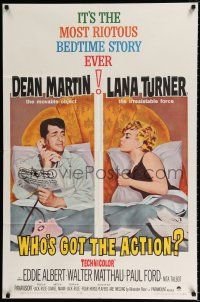 1p974 WHO'S GOT THE ACTION 1sh '62 Daniel Mann directed, Dean Martin & irresistible Lana Turner!