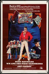 1p948 W.W. & THE DIXIE DANCEKINGS style A 1sh '75 art of Burt Reynolds as '50s country hoodlum!