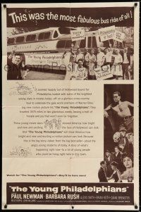1p994 YOUNG PHILADELPHIANS advance 1sh '59 Alexis Smith, Paul Newman, cool bus tour promo image!