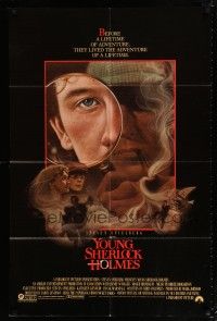 1p995 YOUNG SHERLOCK HOLMES 1sh '85 Steven Spielberg, Nicholas Rowe, really cool detective art!