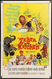 1p996 ZEBRA IN THE KITCHEN 1sh '65 Jay North & zoo animals on the loose, great animal artwork!