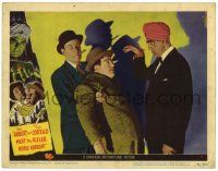 1r452 ABBOTT & COSTELLO MEET THE KILLER BORIS KARLOFF LC #7 '49 best close up of Bud, Lou & Boris!