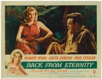 1r476 BACK FROM ETERNITY LC #7 '56 great close up of that sexy Anita Ekberg & Robert Ryan!