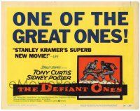 1r088 DEFIANT ONES TC '58 art of escaped cons Tony Curtis & Sidney Poitier chained together!