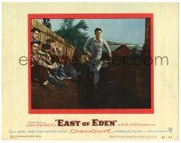 1r574 EAST OF EDEN LC #1 '55 concerned James Dean running past sitting men, John Steinbeck, Kazan!