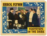1r600 FOOTSTEPS IN THE DARK LC '41 Errol Flynn grabbed by cops, Ralph Bellamy, Alan Hale Sr!