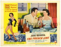 1r605 FRENCH LINE LC #2 '54 Howard Hughes, Gilbert Roland & sexy Jane Russell having drinks!