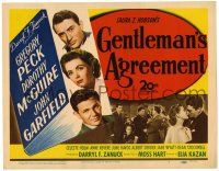 1r141 GENTLEMAN'S AGREEMENT TC '47 Elia Kazan, Gregory Peck, Dorothy McGuire, John Garfield