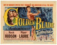1r147 GOLDEN BLADE TC '53 close-up art of Rock Hudson & sexy Piper Laurie!