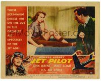 1r682 JET PILOT LC #4 '57 John Wayne stares at sexy Janet Leigh's nyloned leg!