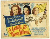 1r217 LETTER TO THREE WIVES TC '49 Jeanne Crain, Linda Darnell, Sothern, & a young Kirk Douglas!