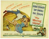 1r245 MATING GAME TC '59 Debbie Reynolds & Tony Randall are fooling around in the hay!